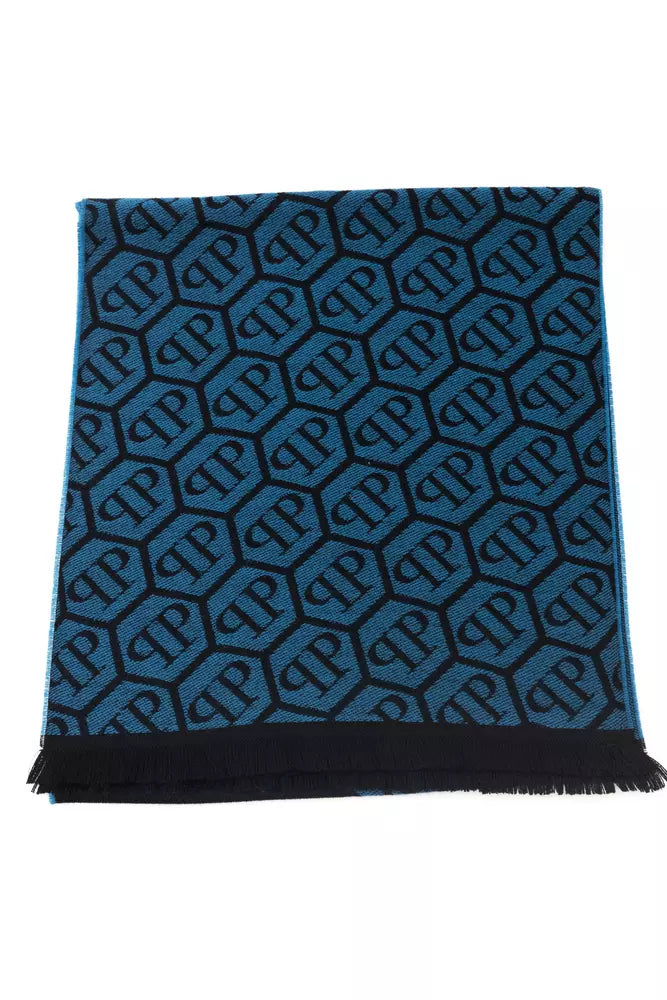 Blue Wool Men Scarf