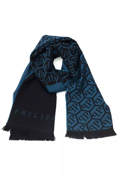 Blue Wool Men Scarf