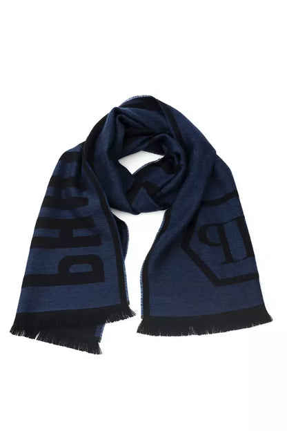 Blue Wool Men Scarf