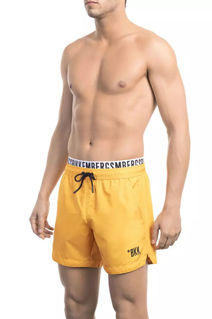 Orange Polyester Men Swim Short