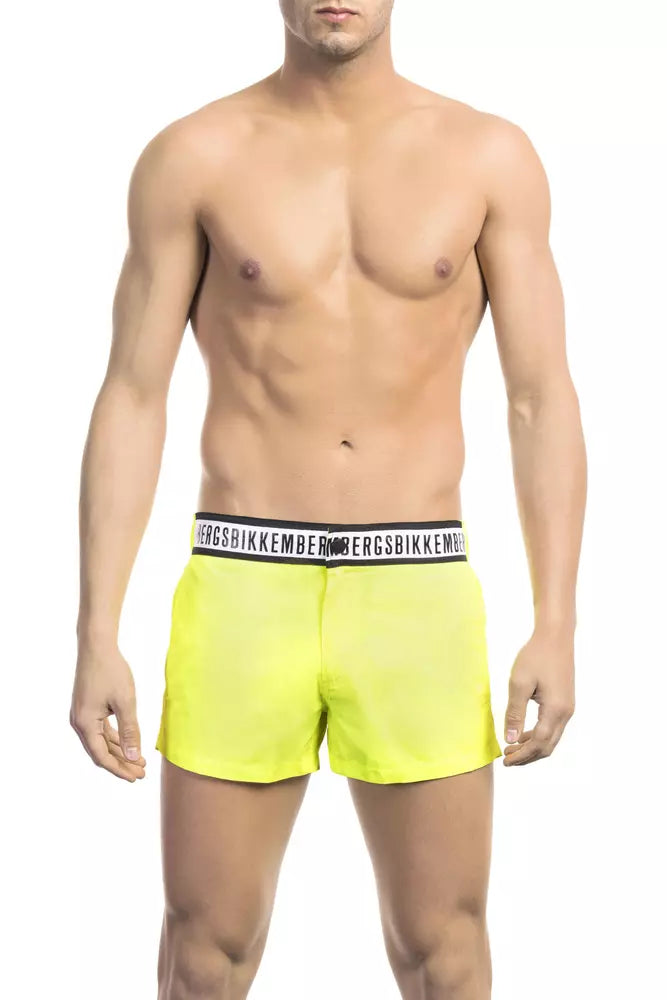 Yellow Polyamide Men Swim Shorts