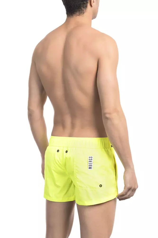 Yellow Polyamide Men Swim Shorts