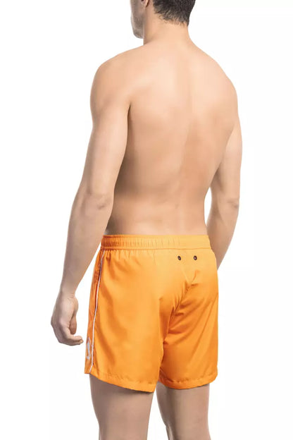 Orange Polyester Mens Swim Short