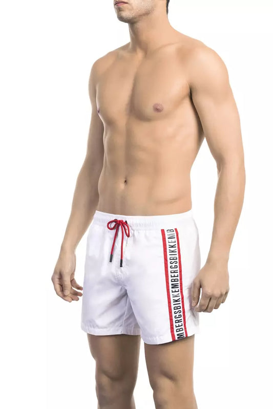 White Polyamide Men Swim Shorts