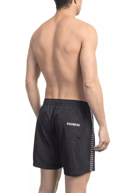 Black Polyester Men Swim Short