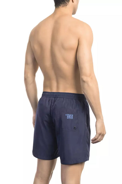 Blue Polyester Men Swim Short