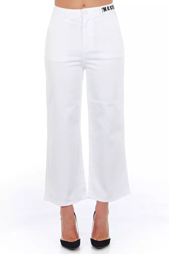 White Cotton Women Trouser