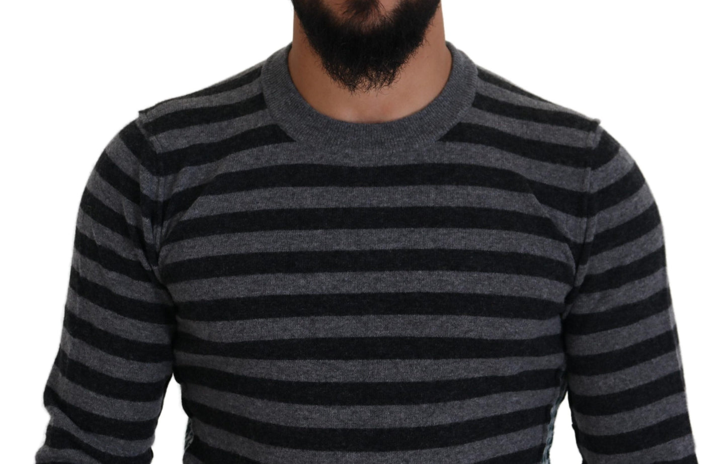 Elegant Striped Wool Crewneck Sweater