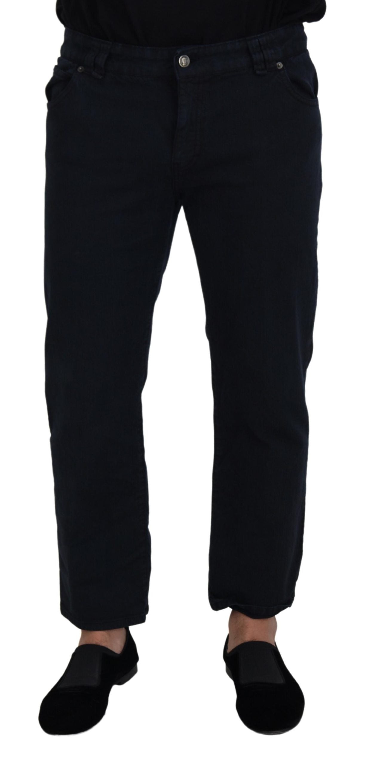 Elegant Black Cotton Designer Jeans