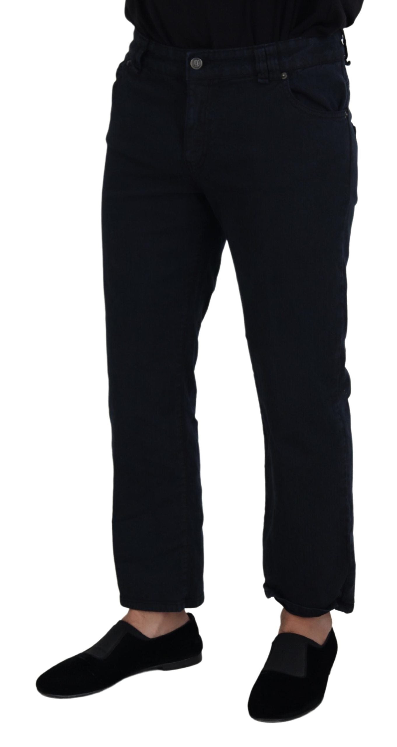 Elegant Black Cotton Designer Jeans