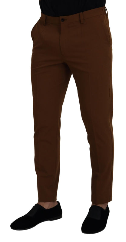 Elegant Brown Virgin Wool Pants - Italian Crafted