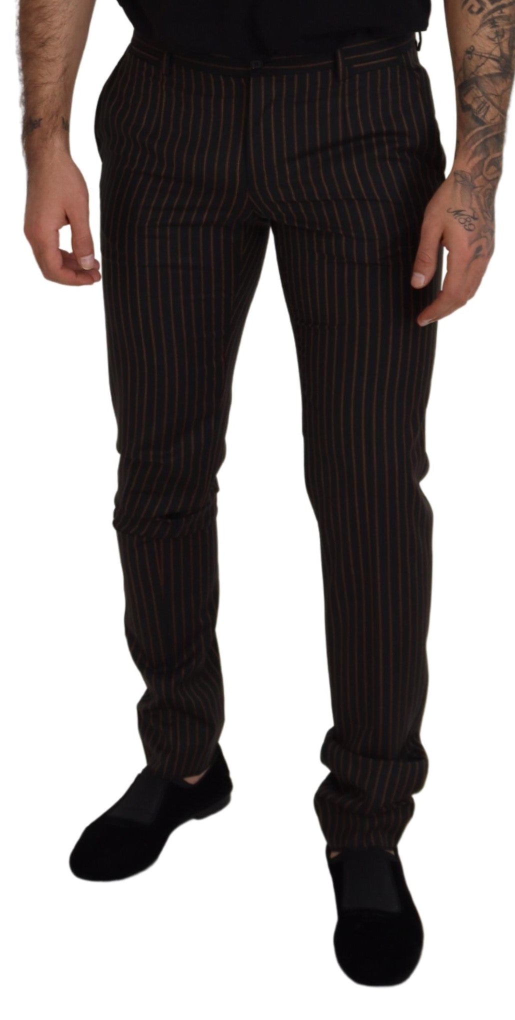 Elegant Striped Cotton Blend Pants