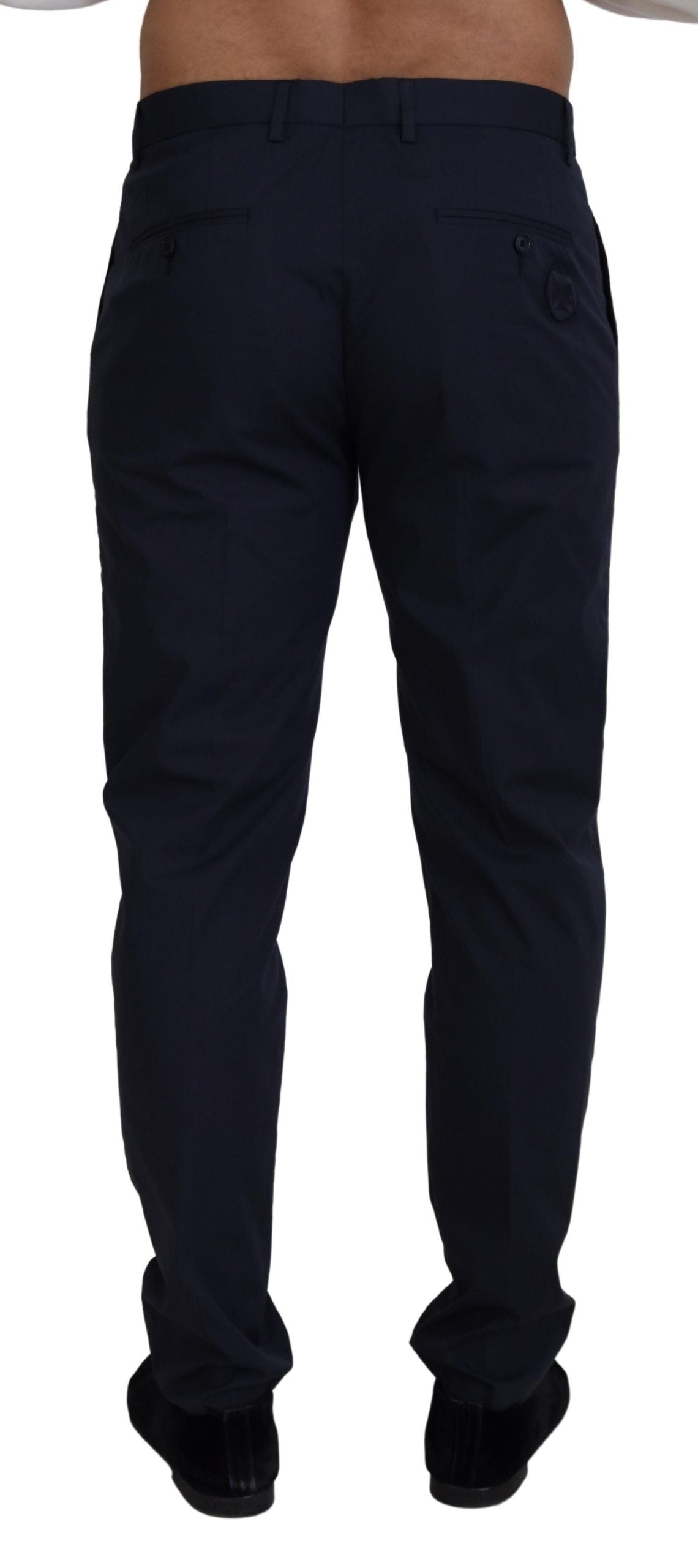 Elegant Blue Cotton Stretch Pants