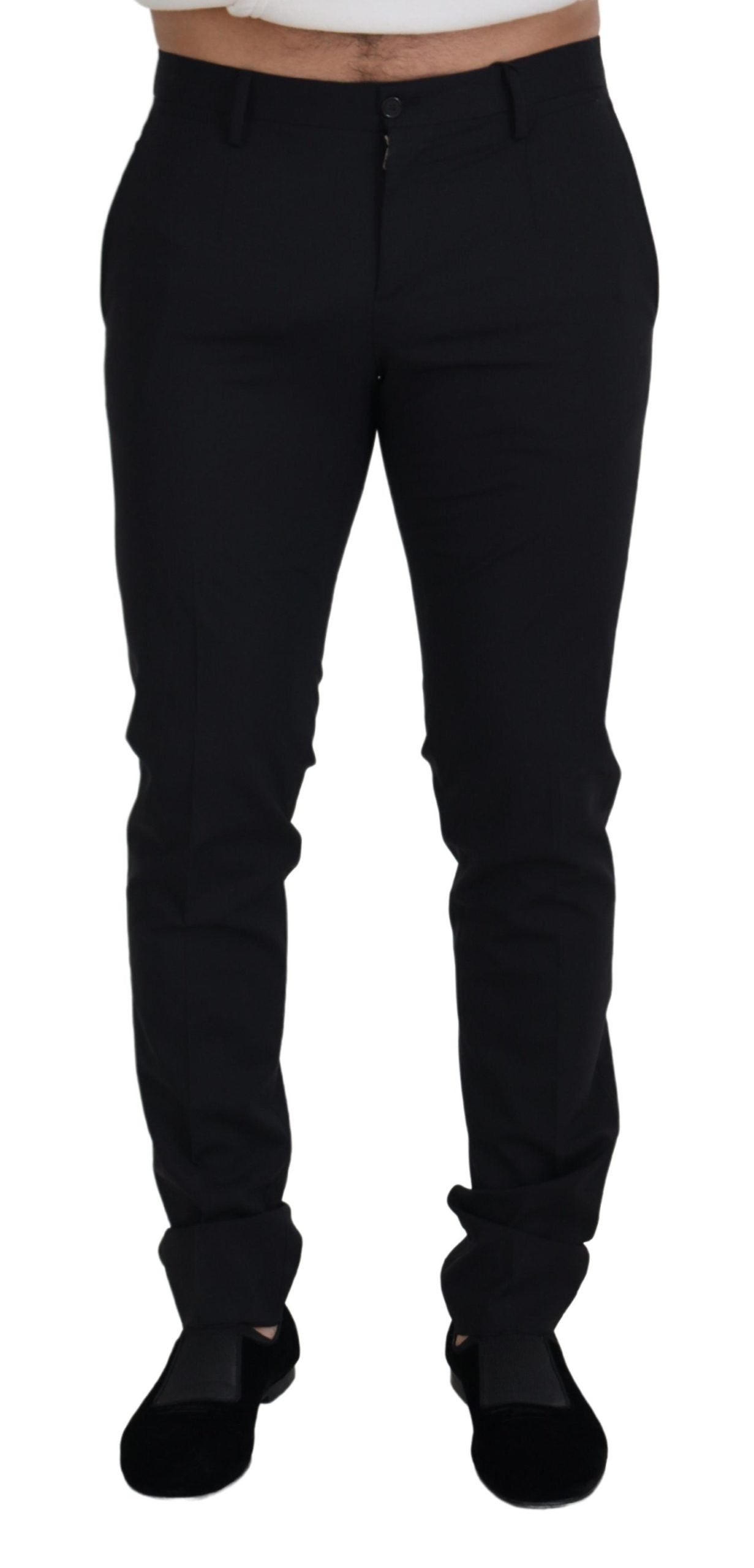 Elegant Black Wool Blend Trousers