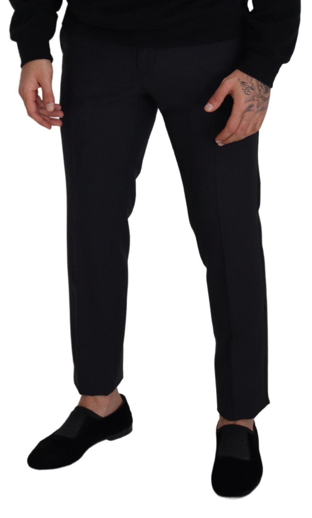 Elegant Black Wool Blend Trousers