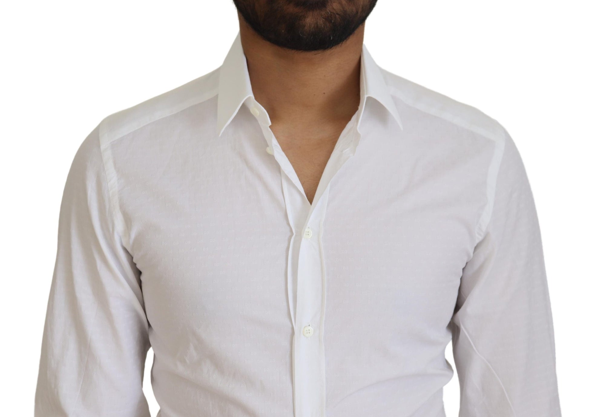 Elegant White Cotton Dress Shirt Slim Fit