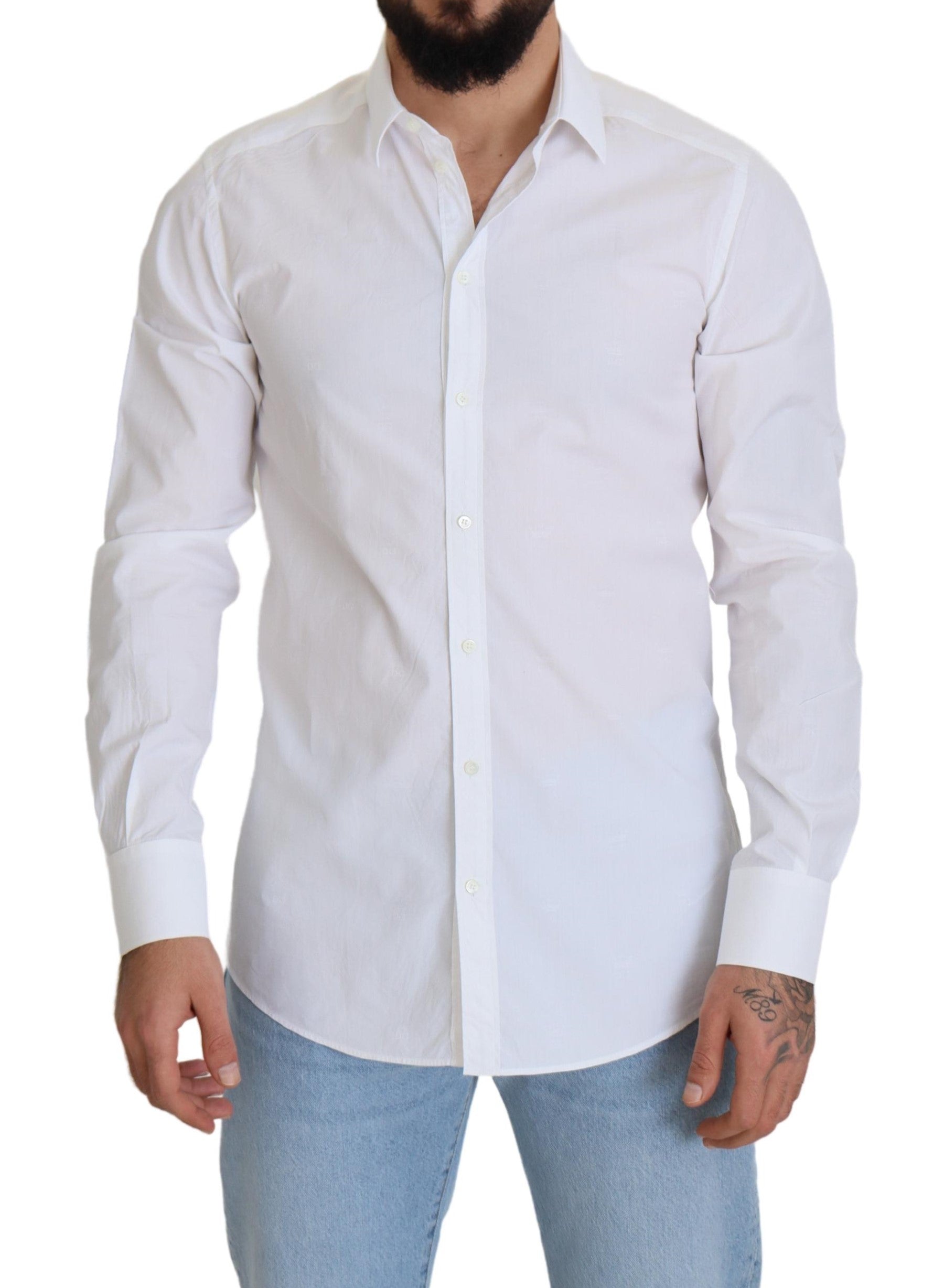 Elegant White Cotton Dress Shirt