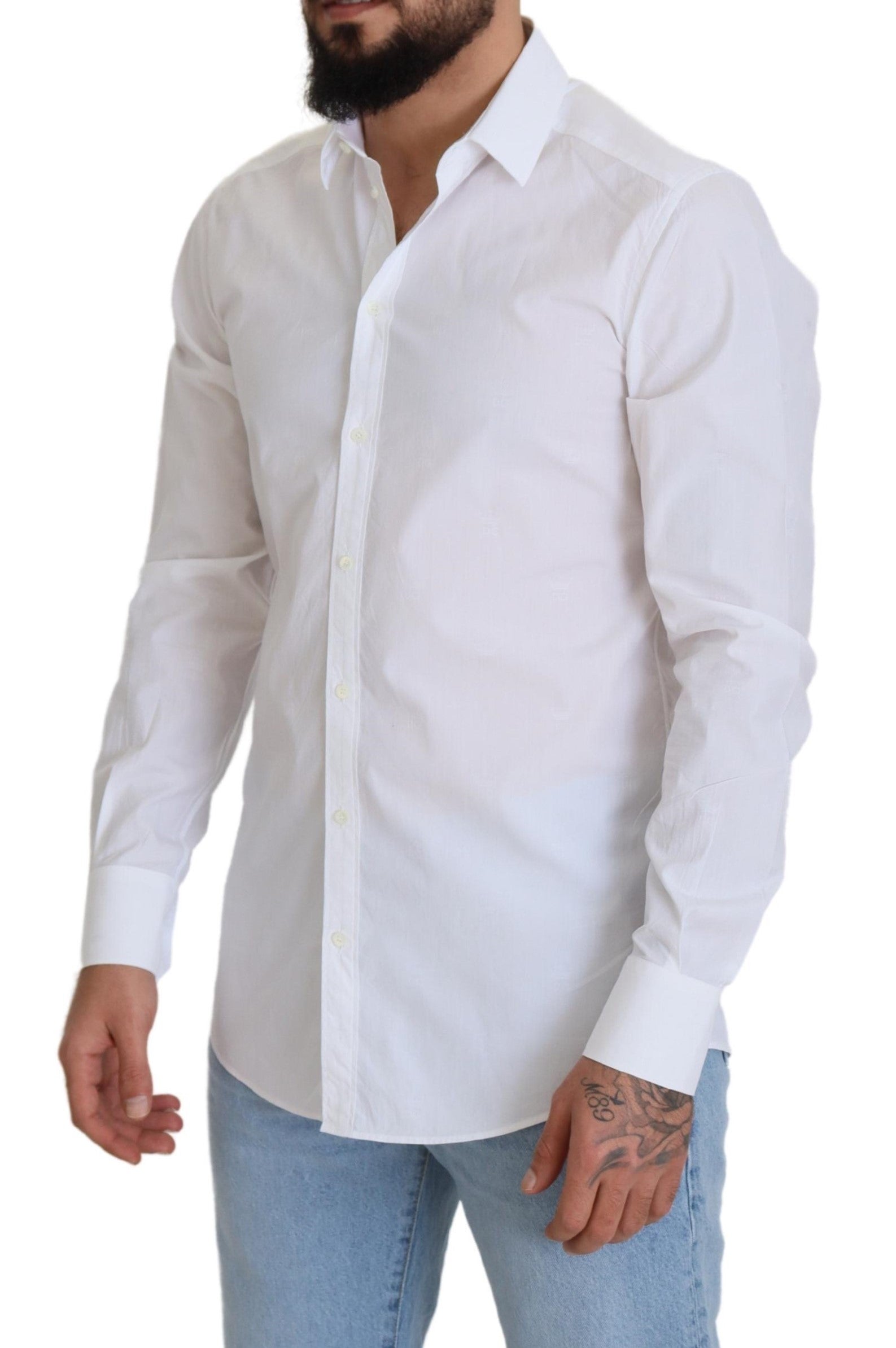 Elegant White Cotton Dress Shirt