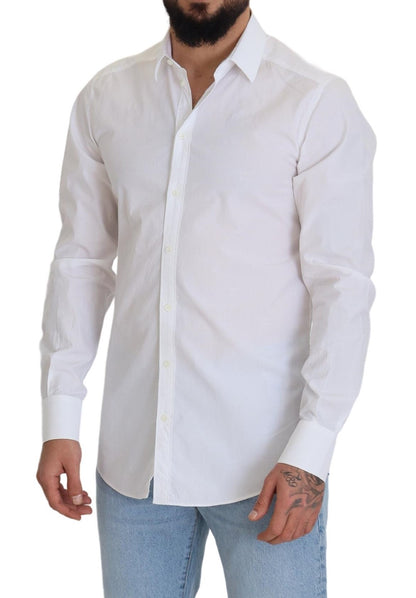 Elegant White Cotton Dress Shirt