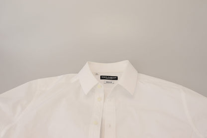 Elegant White Cotton Dress Shirt