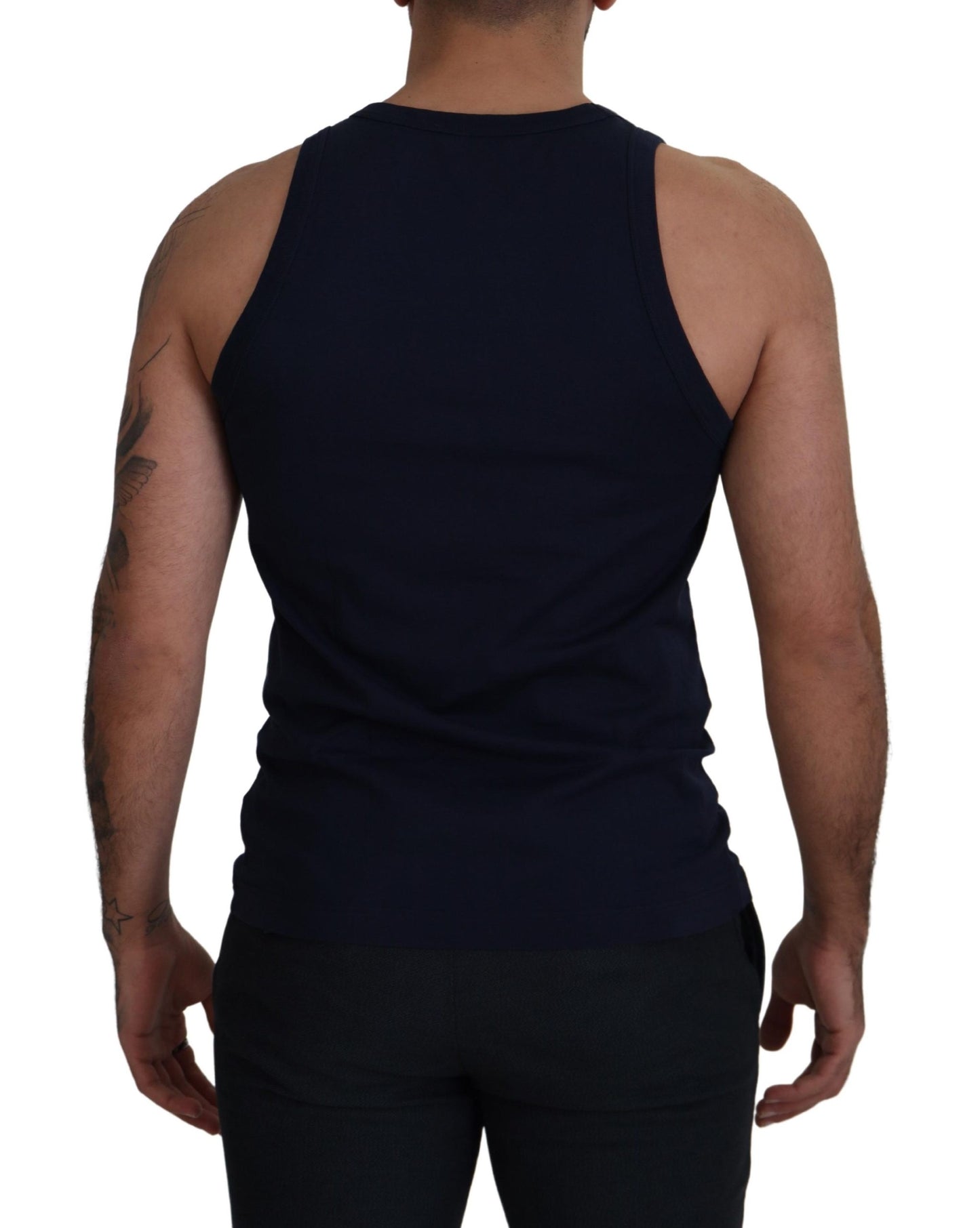 Elegant Blue Cotton Tank Top