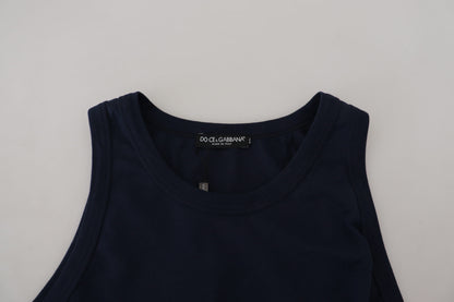 Elegant Blue Cotton Tank Top