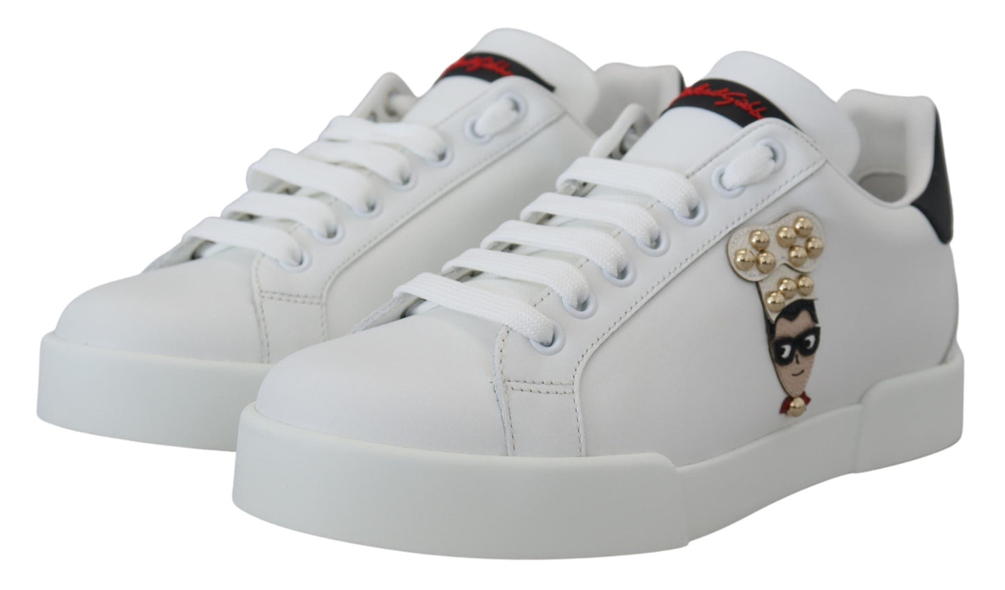 Chic White Portofino Leather Sneakers