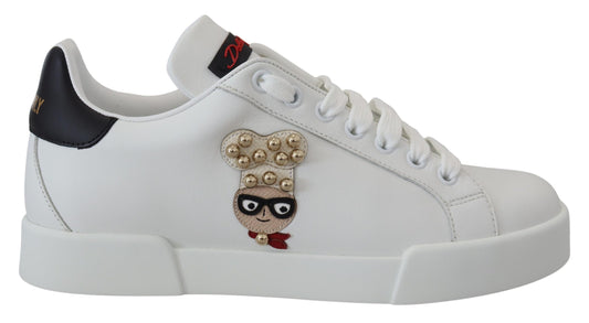 Chic White Portofino Leather Sneakers