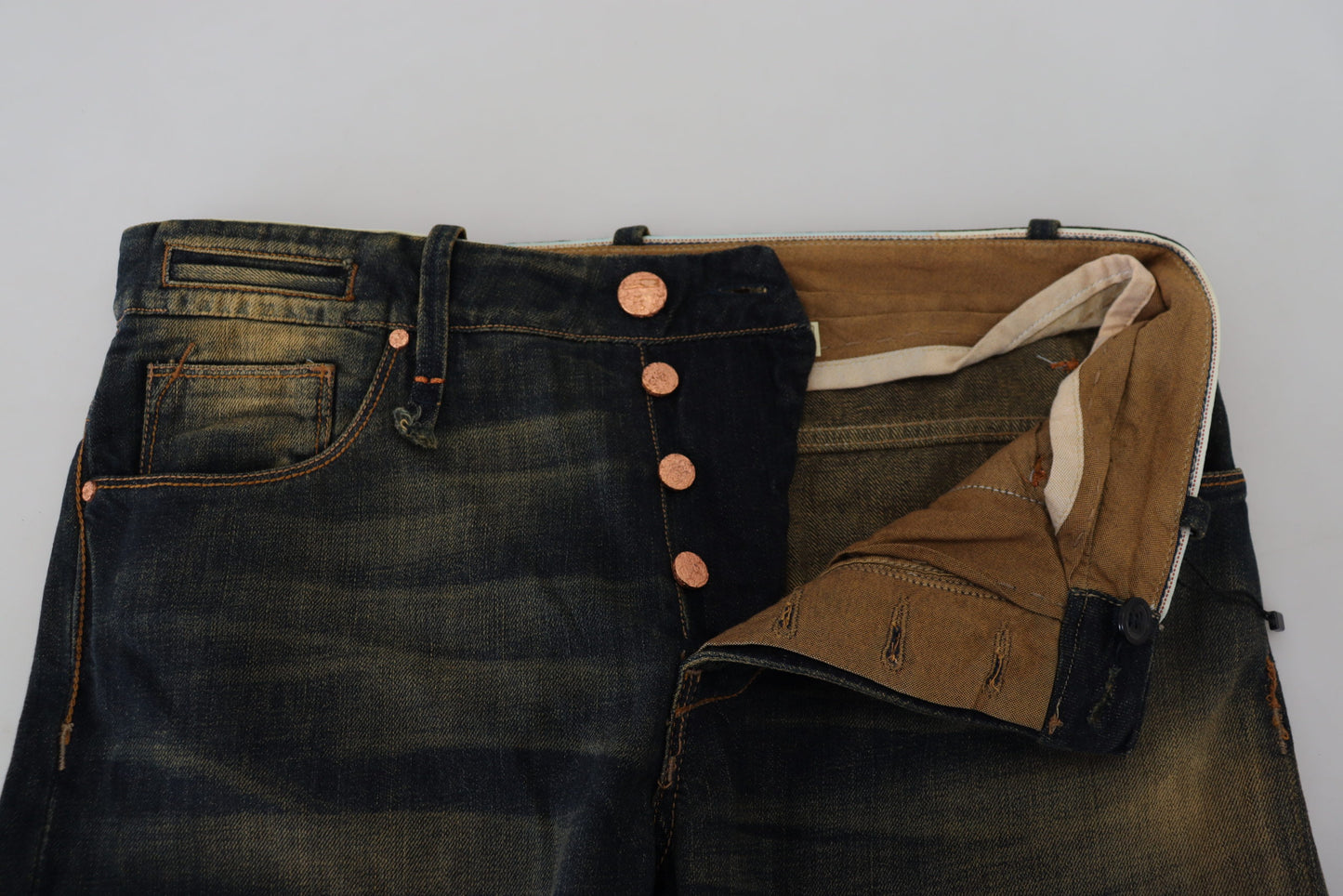 Elegant Blue Washed Denim Pants - Authentic Craftsmanship