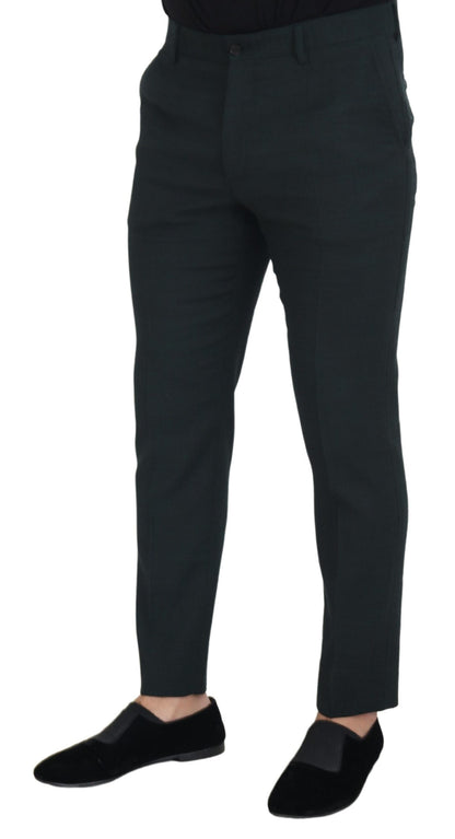 Elegant Blue Virgin Wool Trousers