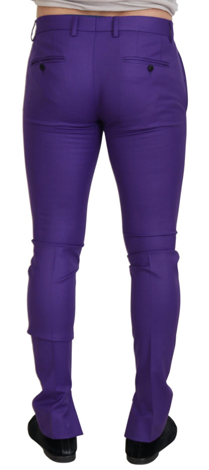 Elegant Purple Wool Blend Trousers