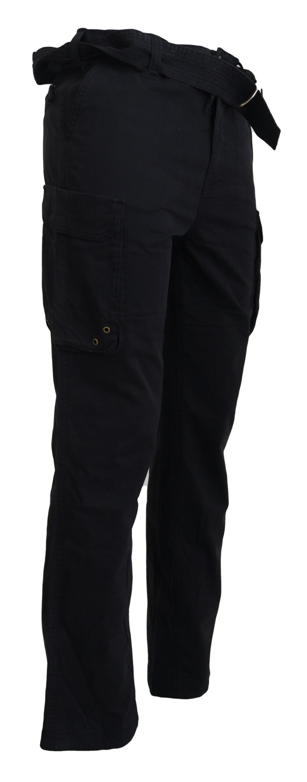 Elegant Black Cargo Pants with Belt