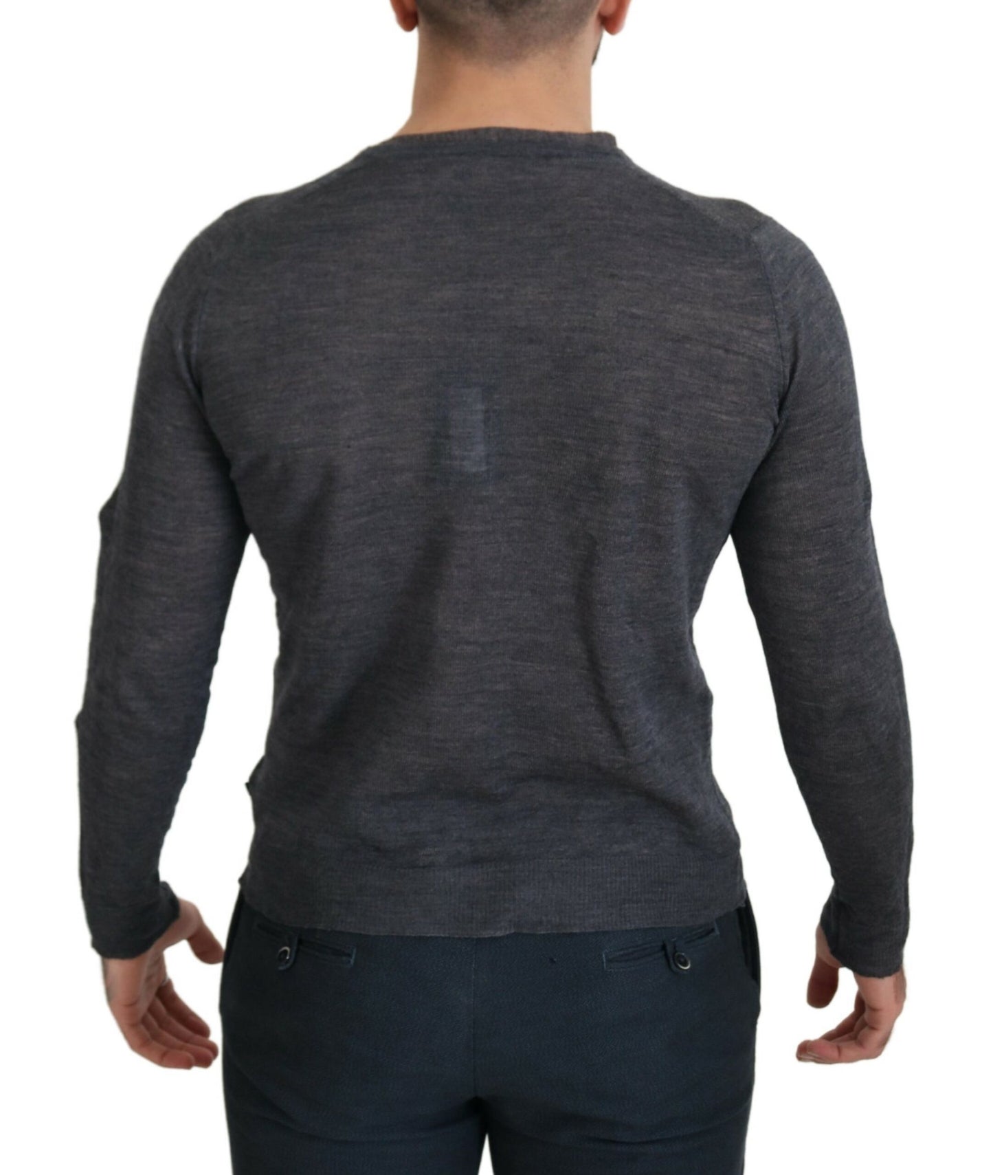 Sleek Gray Crewneck Pullover Sweater