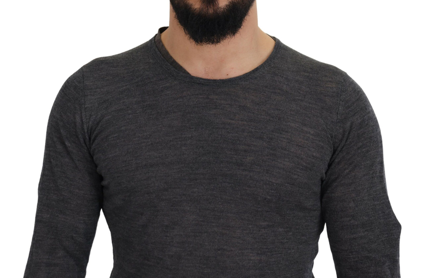 Sleek Gray Crewneck Pullover Sweater