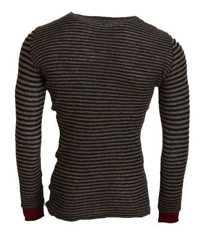 Chic Black and Brown Crewneck Pullover Sweater