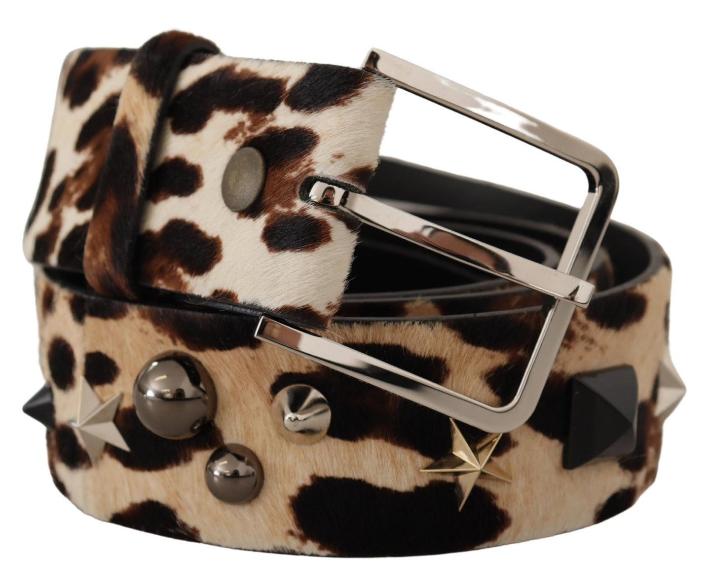 Elegant Leopard Print Leather Belt