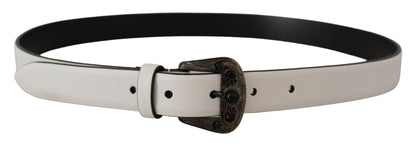 Elegant White Vitello Leather Belt