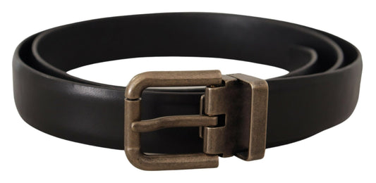 Elegant Black Calf Leather Belt