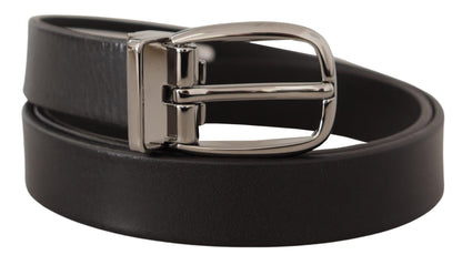 Elegant Black Leather Dress Belt