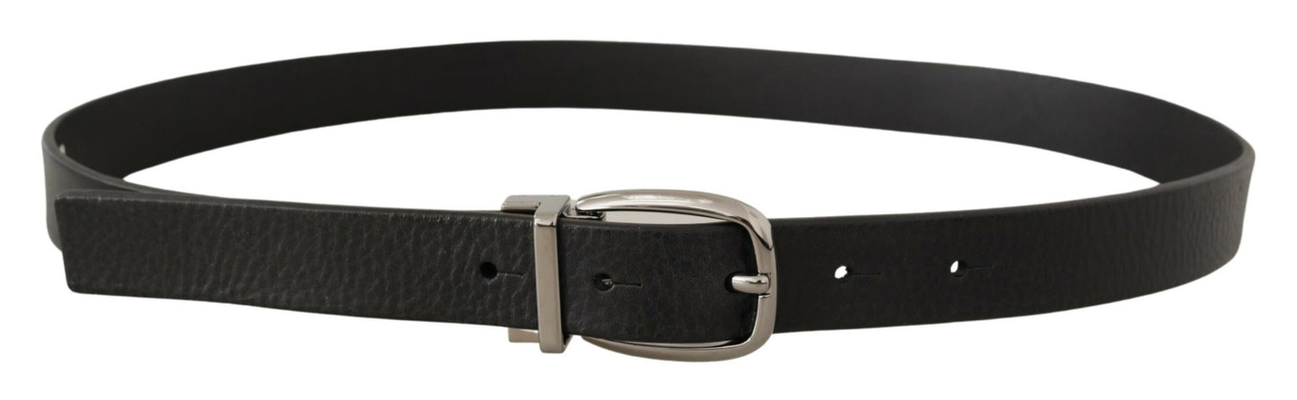 Elegant Black Leather Dress Belt