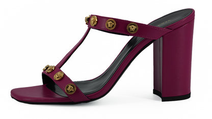 Elegant Purple Calf Leather High Sandals