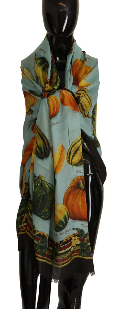 Vegetable Print Silk Blend Scarf