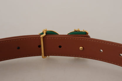 Elegant Leather Belt with Logo Buckle