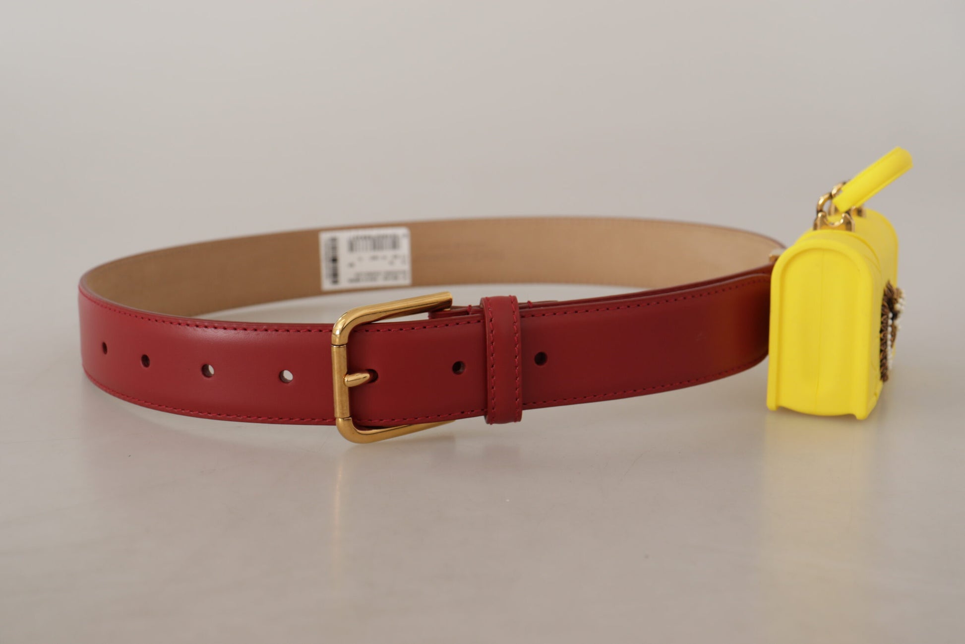 Elegant Red Leather Engraved Buckle Belt