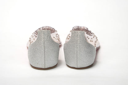 Silver Crystals Flat Point Toe Shoe