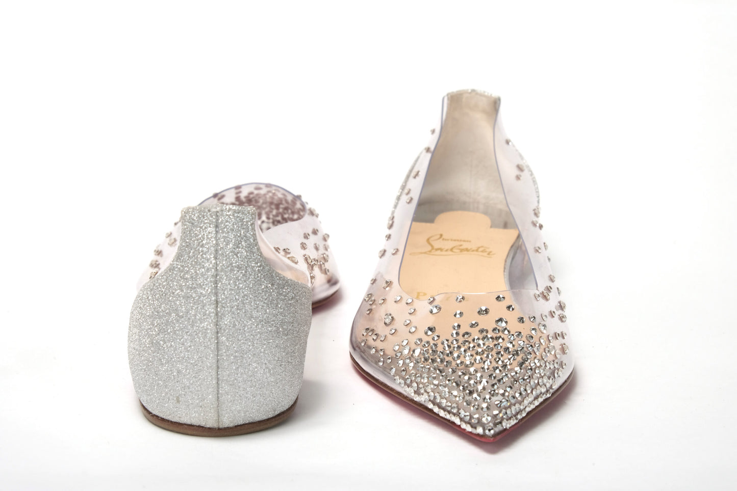 Silver Crystals Flat Point Toe Shoe