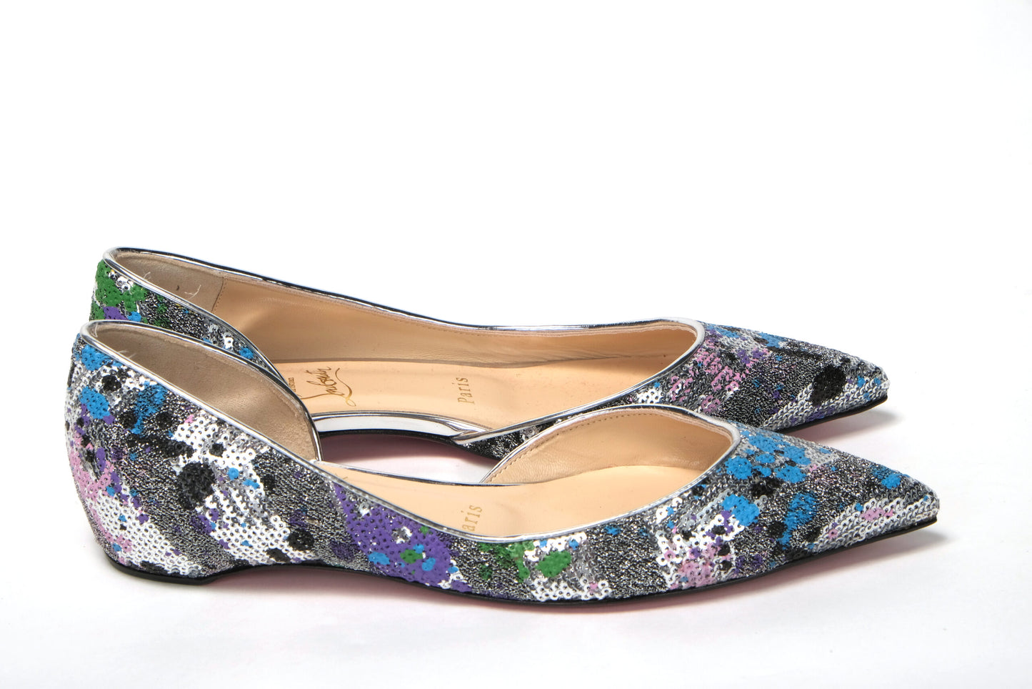 Multicolor Silver Flat Point Toe Shoe