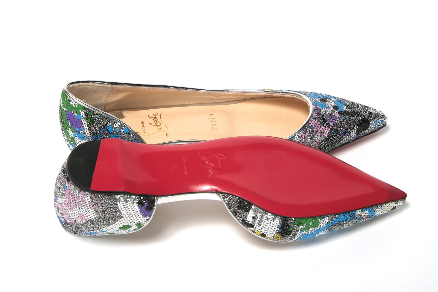 Multicolor Silver Flat Point Toe Shoe