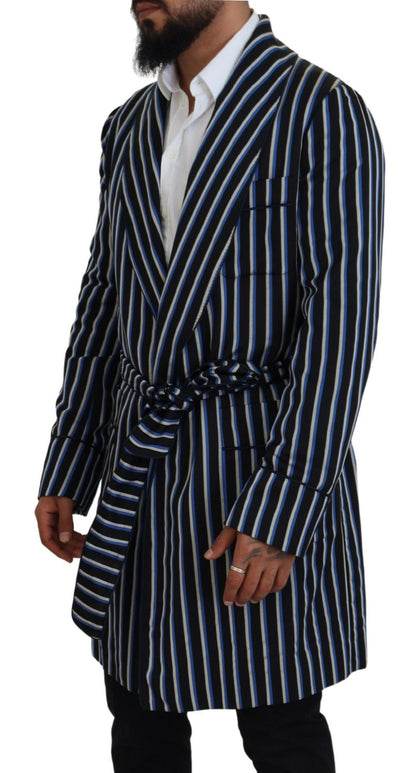 Elegant Striped Silk Blend Robe