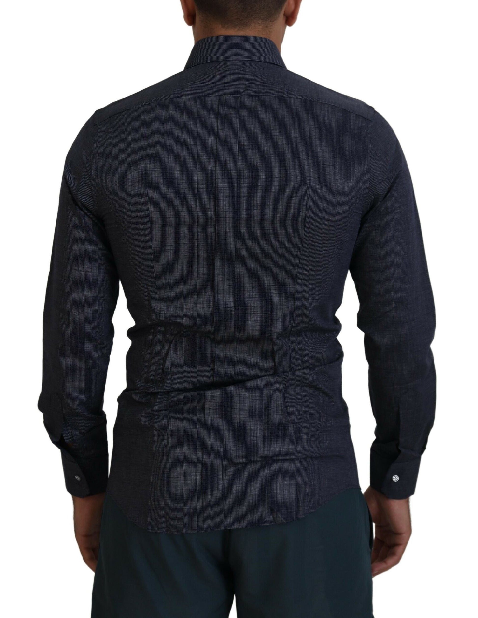 Elegant Slim Fit Dark Blue Dress Shirt